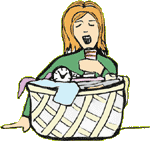 Girl sorting laundry