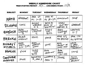 Homework chart
