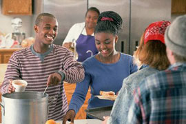 Cooking in kitchen