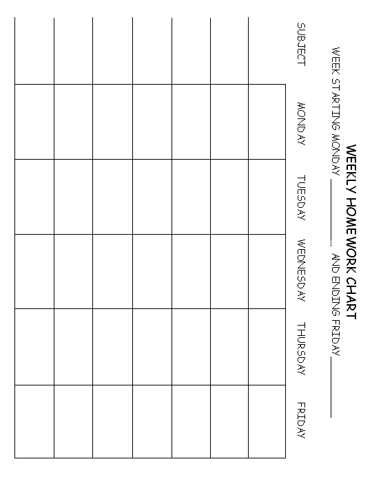 Weekly Homework Grid