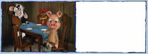Piggley, Ferny and Dannan sitting at the dinner table