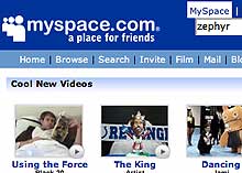 A screenshot of MySpace's homepage