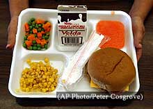 A lunch tray featuring healthy food choices