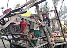 Photo of children left homeless by the cyclone