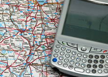 Photo of phone and map