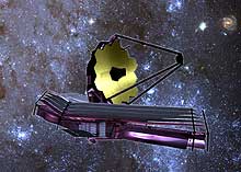 An artist's rendition of the James Webb Space Telescope floating in space
