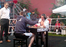 Photo of a chess-boxing match