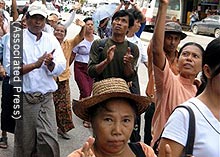 People protesting in Myanmar.