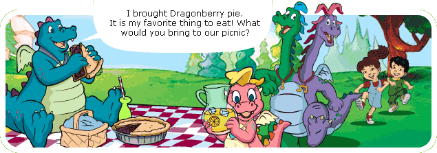 I brought Dragonberry pie. It is my favorite thing to eat! What would you bring to our picnic? 