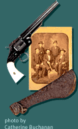 Old group photograph, pistol and holster