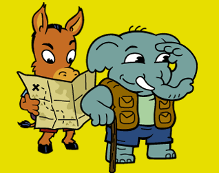 Donkey and Elephant hit the trail!