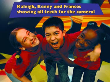 Kaleigh, Kenny and Frances showing all teeth for the camera