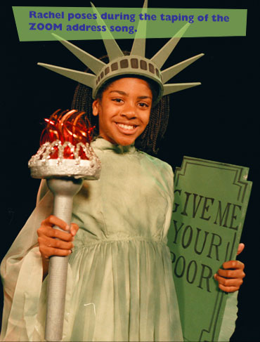 Rachel poses during the taping of the ZOOM address song