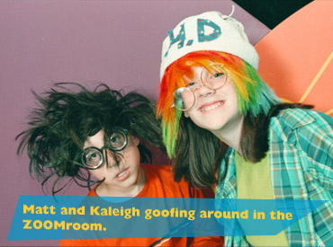 Matt and Kaleigh goofing around in the ZOOMroom