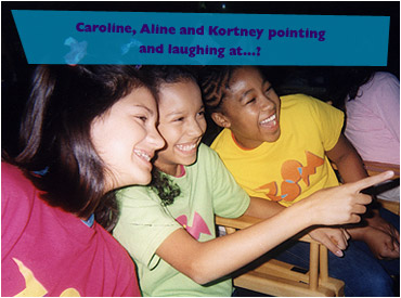 Caroline, Aline and Kortney pointing and laughing at...?