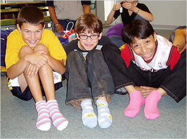Kyle, Mike and Francesco show off their socks!