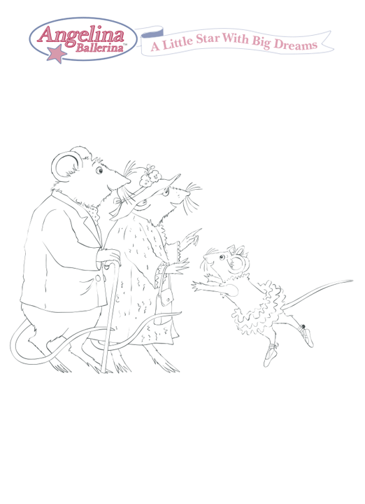 Print and color Angelina and her grandparents from Angelina Ballerina!