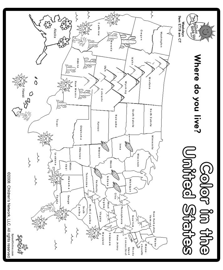 Print and color a map of the United States!
