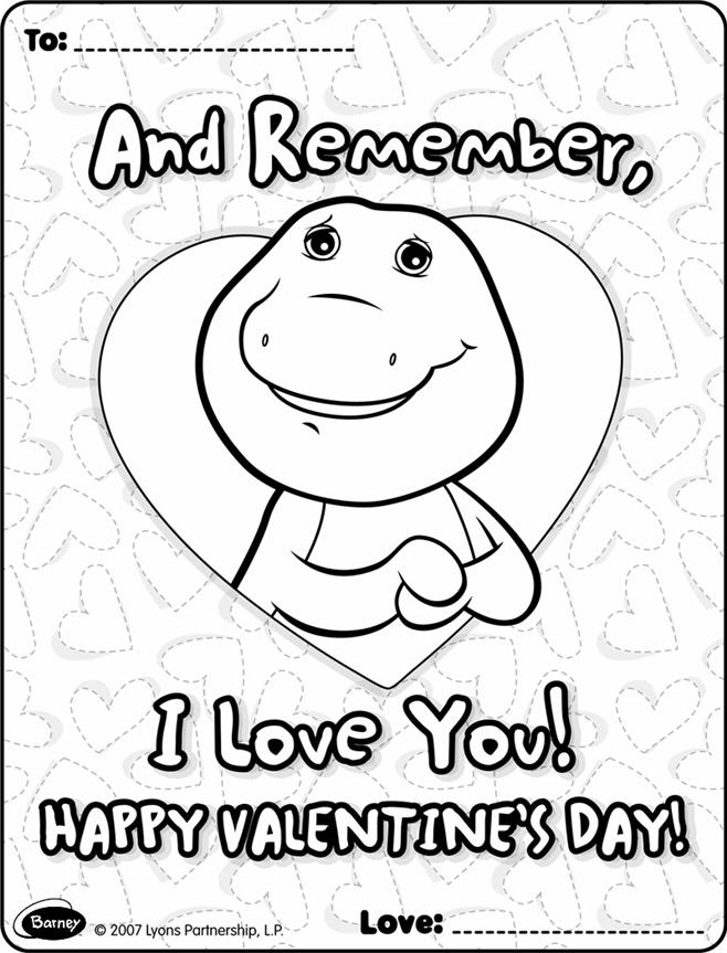 Color Barney to share with your Valentine!