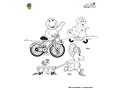 Barney and Friends with Wheels Coloring Page