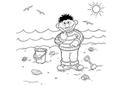 Ernie at the Beach Coloring Page